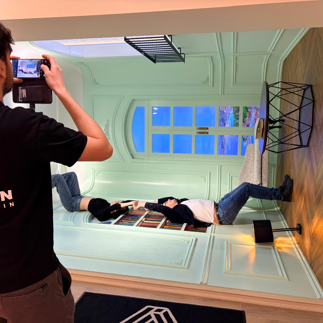 Visitors taking Instagram-worthy photos at illusion Dublin